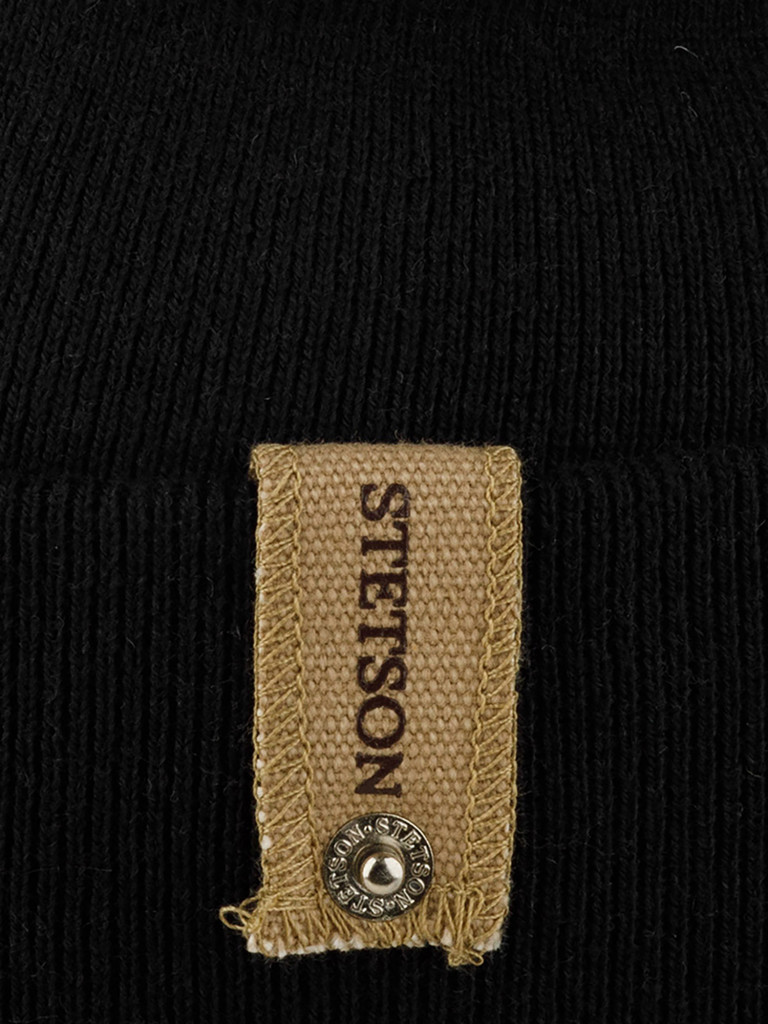 Шапка с отворотом STETSON 8599501 BEANIE ORGANIC COTTON/ MERINO (черный)
