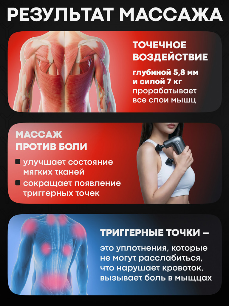 Перкуссионный массажер для тела Yamaguchi Massage Double Gun Mini