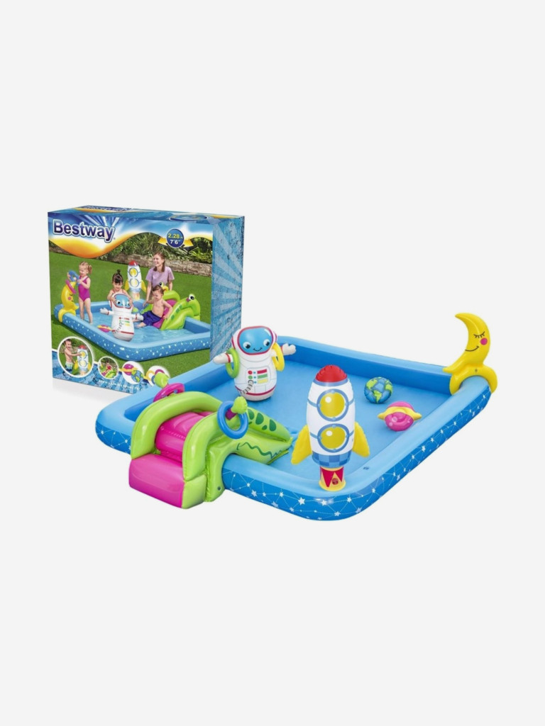 Игровой центр надувной Bestway 53126 с горкой и фонтаном Маленький астронавт