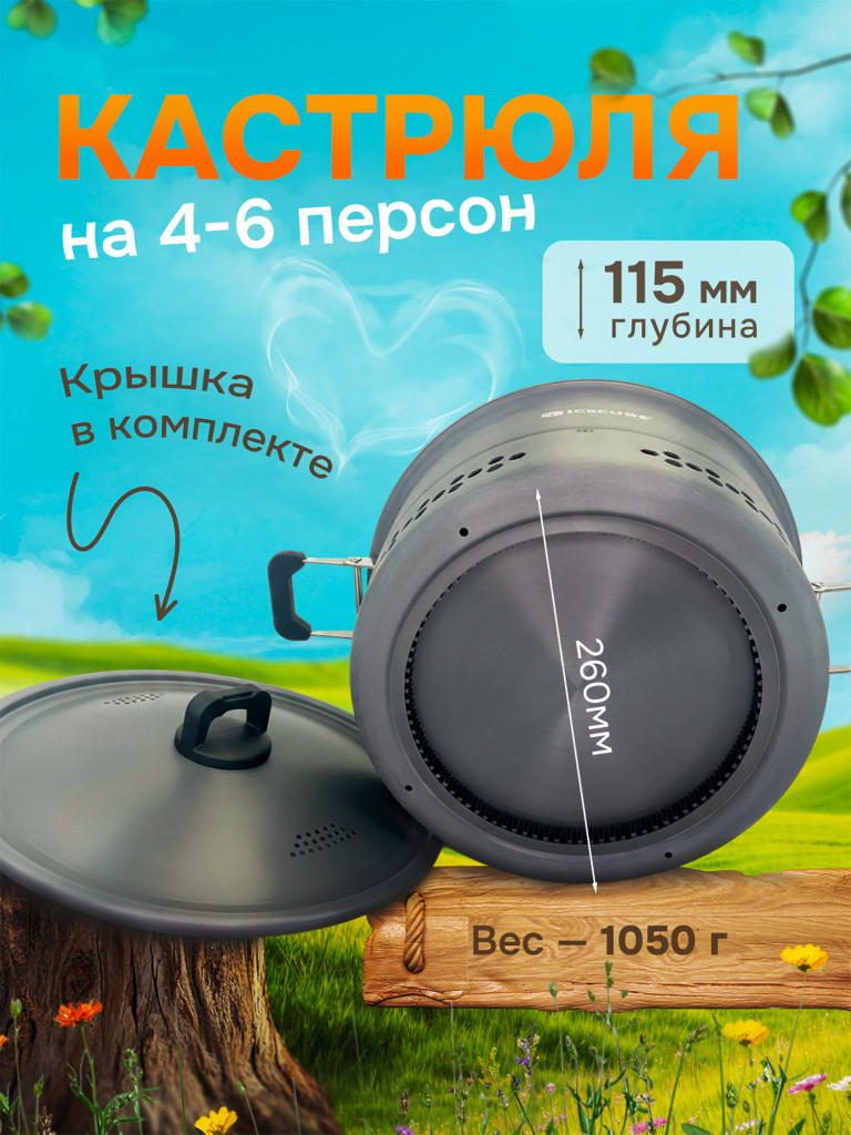 Кастрюля походная с теплообменником Ice Cube AC-60, 6 литров