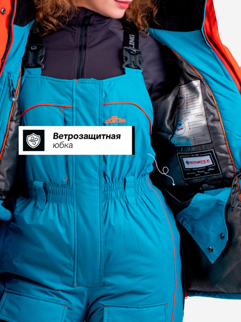 Костюм женский для рыбалки зимний -45, GRAYLING, Камчатка бирюзово-оранжевый