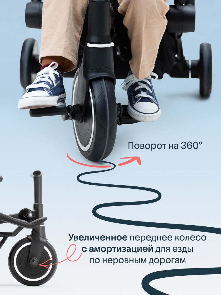 Велосипед детский трехколесный с ручкой SmarTrike Traveler Midnight Blue