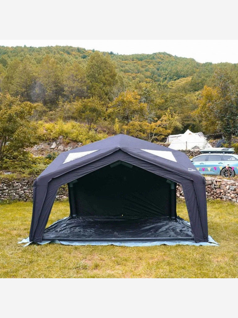 Надувная палатка Coody HUB Black, 360×360×275 см, 4–6 человек, 4 входа, модульная система