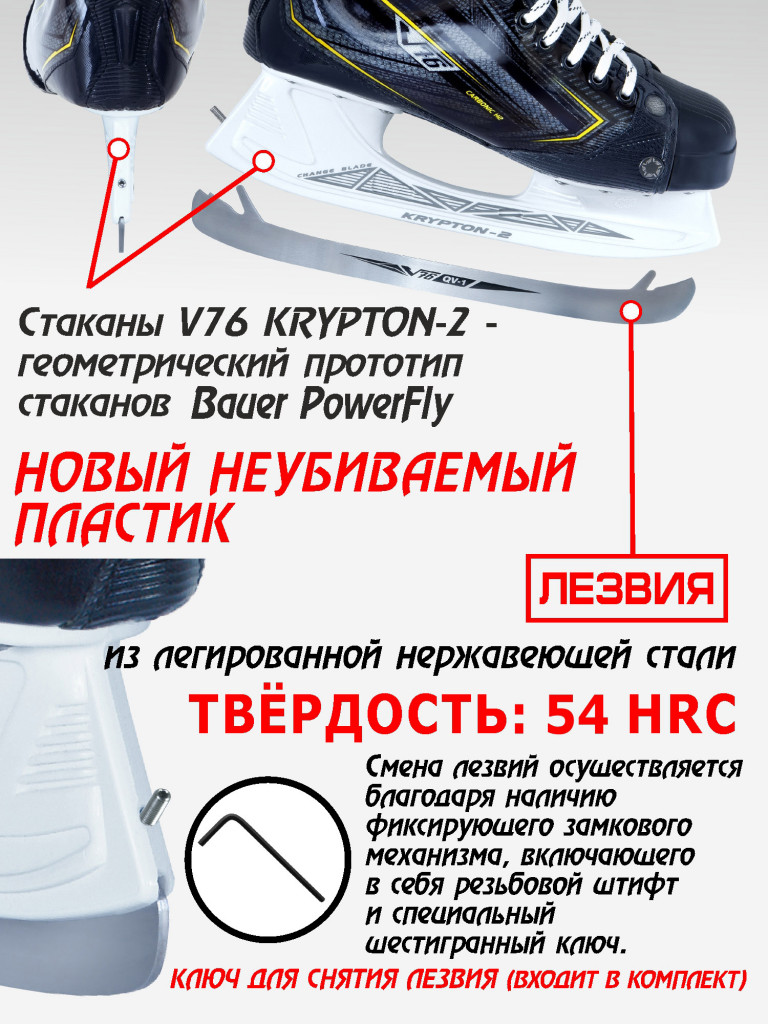 Коньки хоккейные V76 ENCELAD, съемные лезвия, 3 вида полноты, полнота M