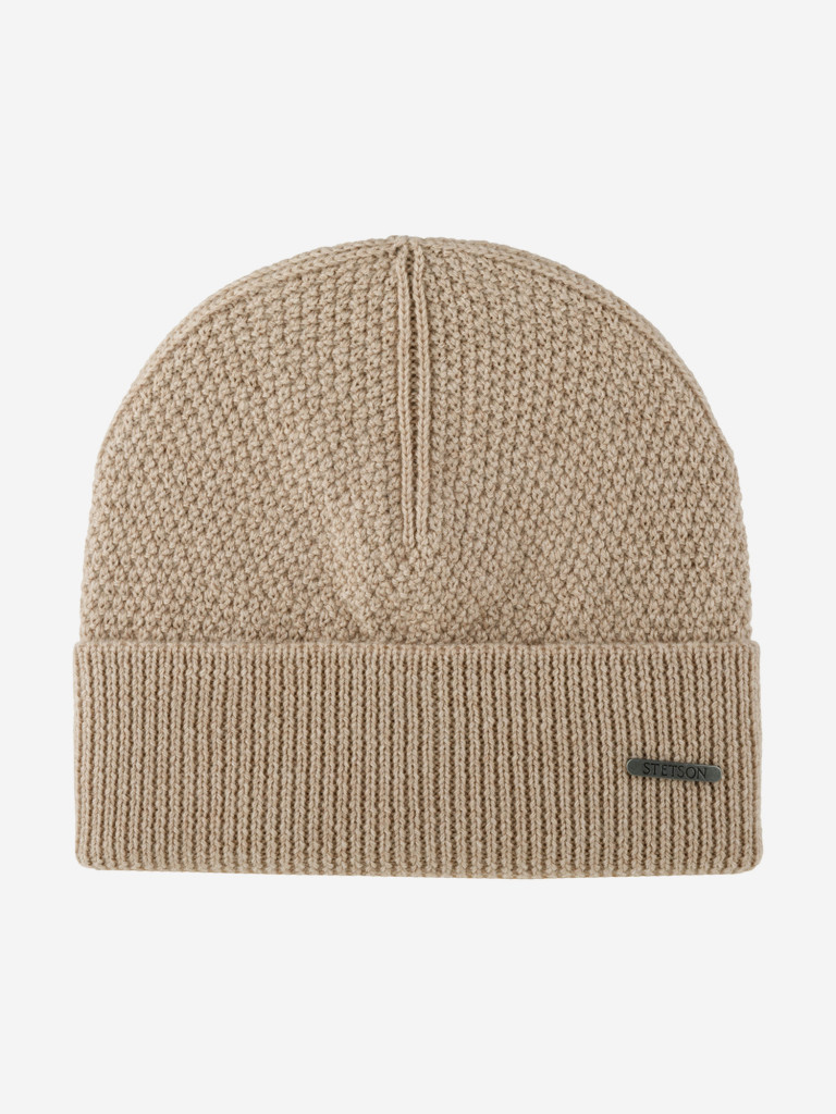 Шапка с отворотом STETSON 8599396 BEANIE MERINO WOOL (бежевый)