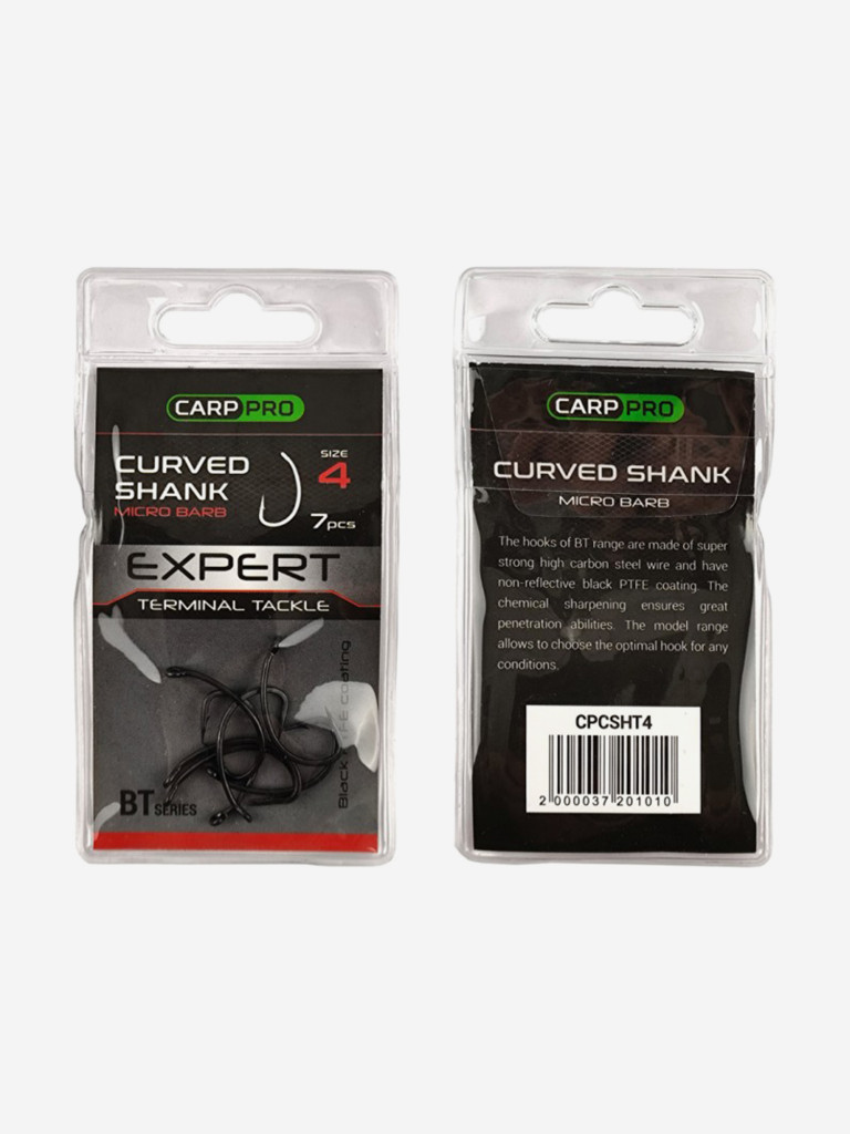Крючок CARP PRO Black Teflon Curved Shank №4 7шт