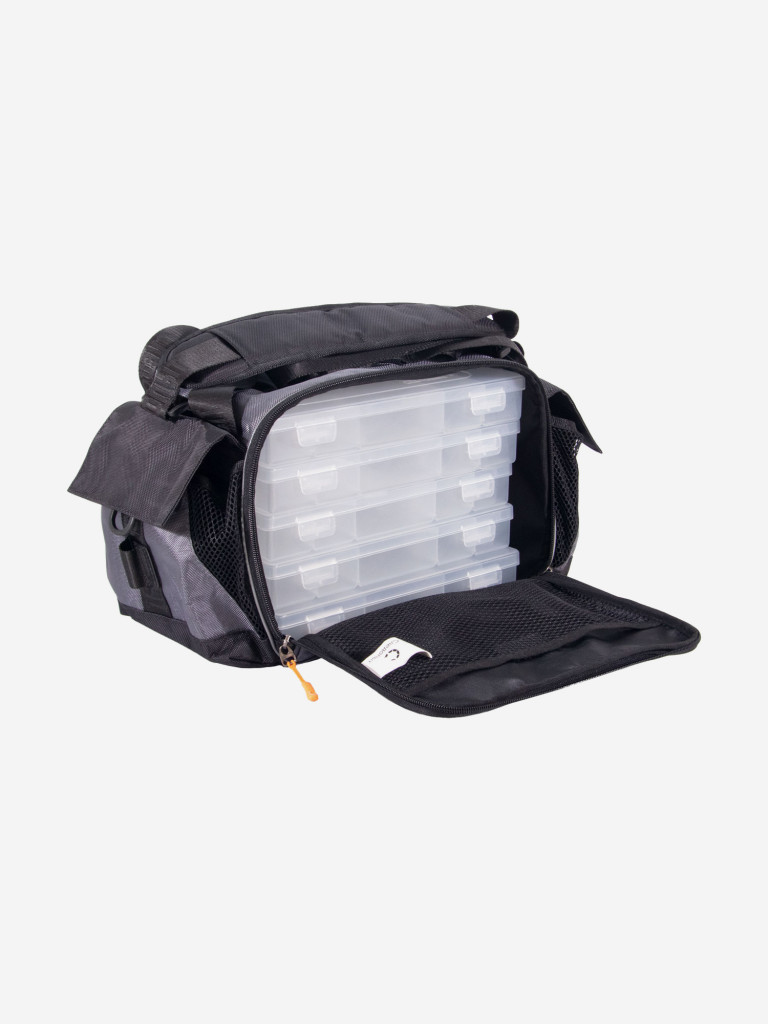Сумка рыболовная Следопыт Lure Bag L, 40х25х21 см, цвет серый + 5 коробок Luno.