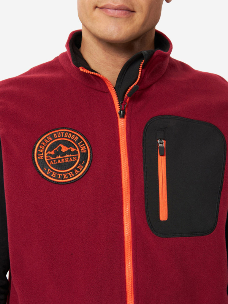 Жилет флисовый мужской Alaskan Veteran бордовый для рыбалки и охоты
