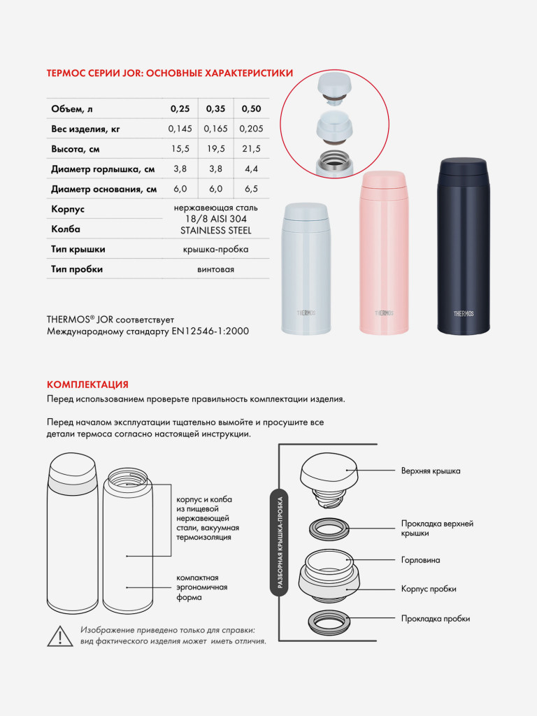 Термокружка для кофе 250 мл THERMOS JOR-250 белая
