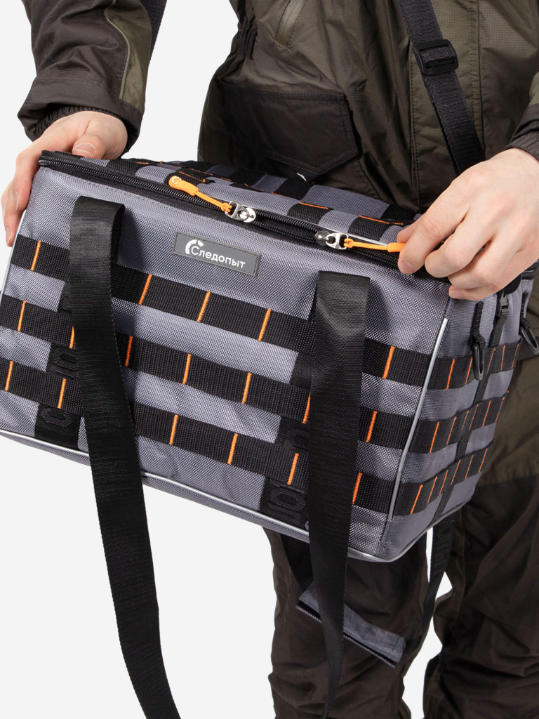 Сумка рыболовная Следопыт Base Lure Bag XXL, 38х38х25 см, цвет серый + 7 коробок Luno.