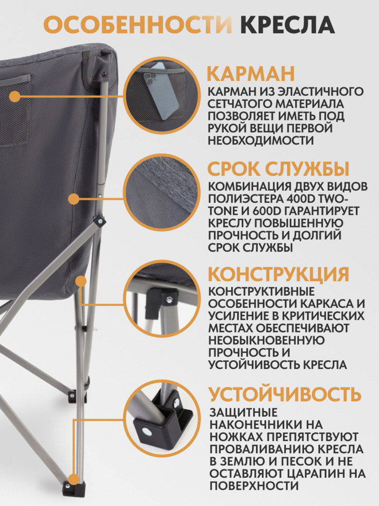 Складное кемпинговое кресло Trek Planet Lago Deluxe