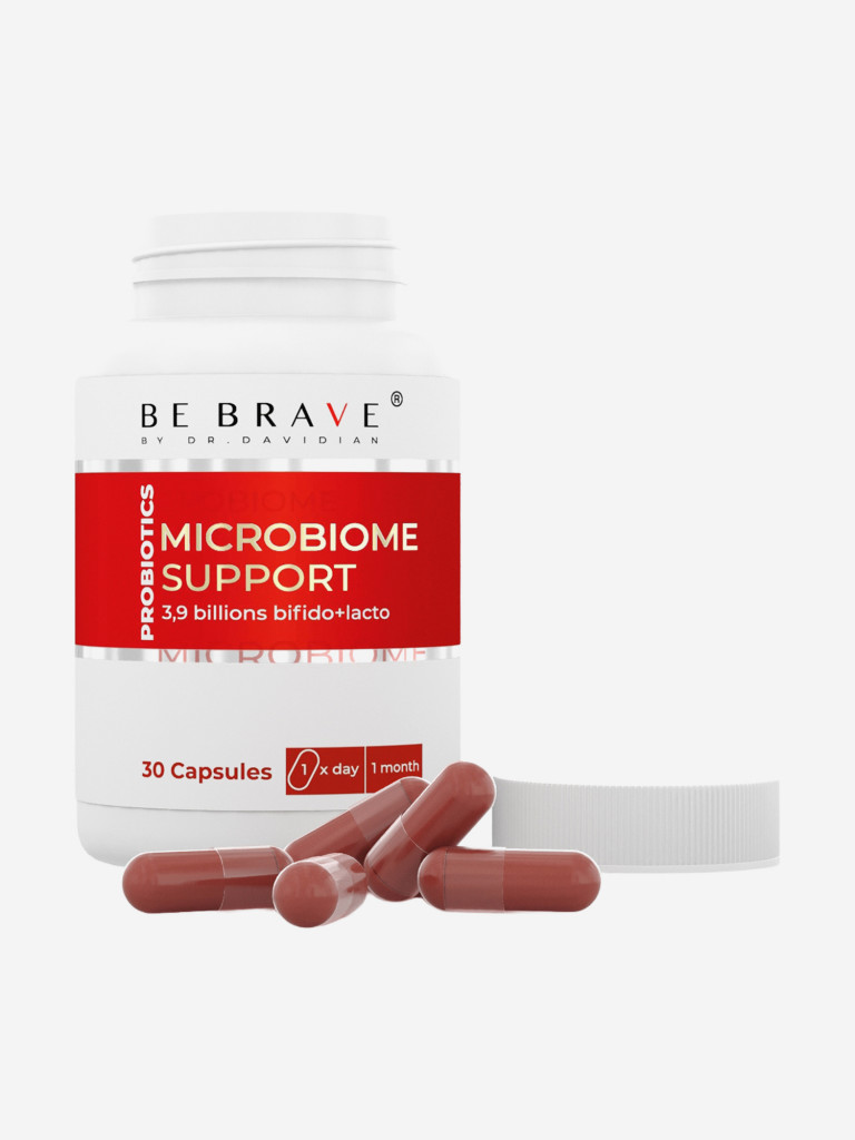 Пробиотики для микрофлоры кишечника BE BRAVE® комплекс лакто и бифидобактерий 2,2 млрдKOE, 30 капсул