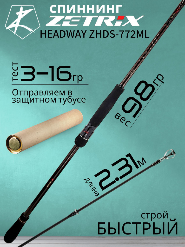 Спиннинг для рыбалки Zetrix HEADWAY ZHDS-772ML 2.31м 3-16гр