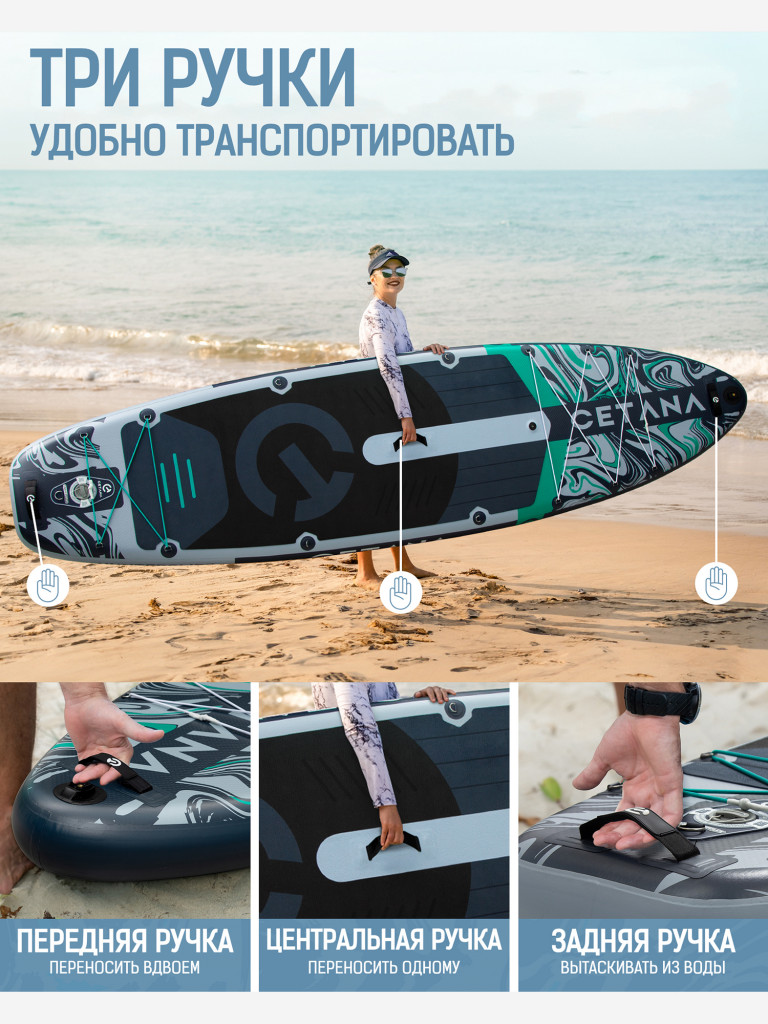 Надувная двухслойная SUP-доска CETANA HUNTERGLIDE GREY STD, 11'6" 351*89*15 см, сапборд