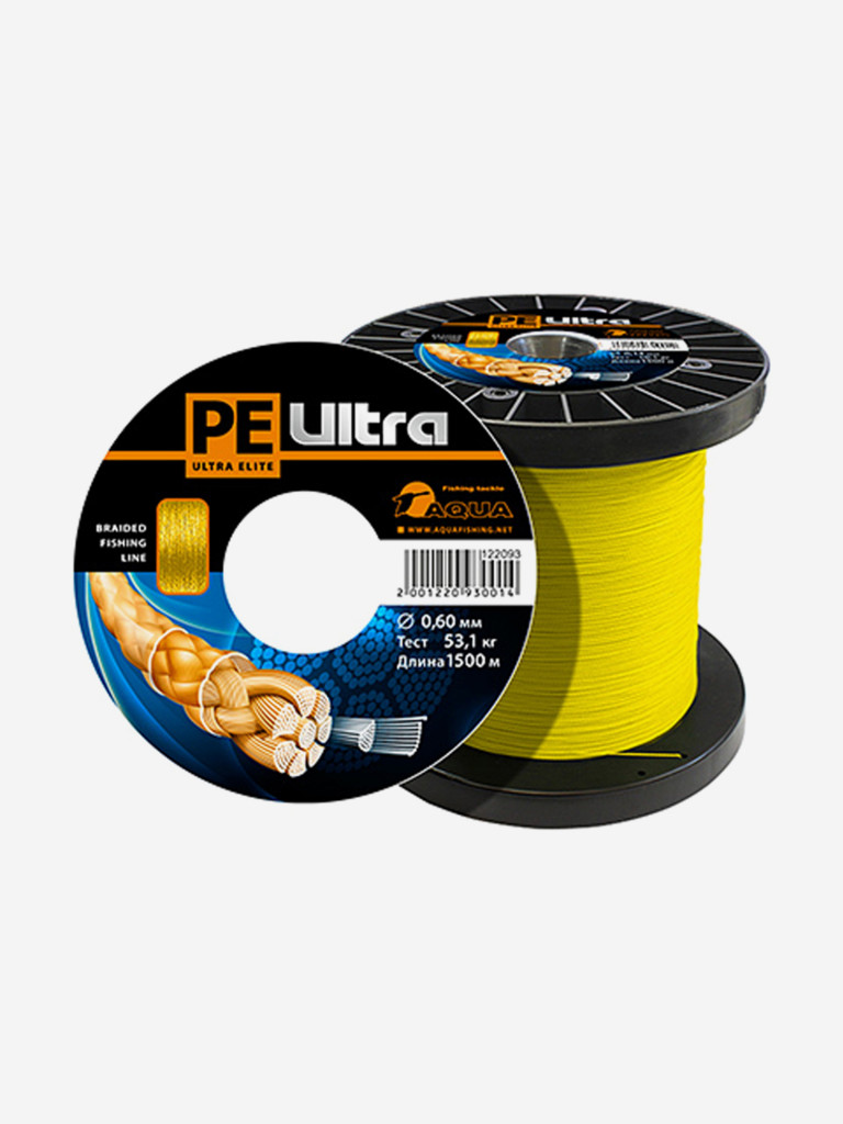 Плетеный шнур для рыбалки AQUA PE ULTRA ELITE Yellow 0,60mm 1500m