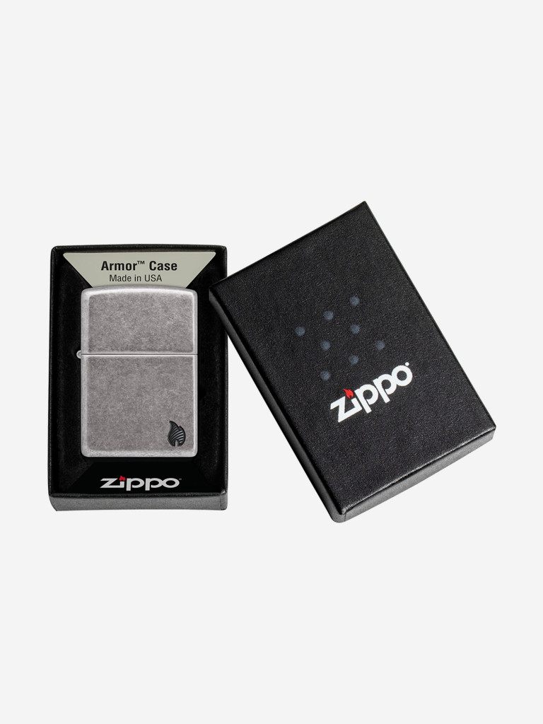 Зажигалка бензиновая ветроустойчивая Zippo Armor Пламя Flame Antique Silver