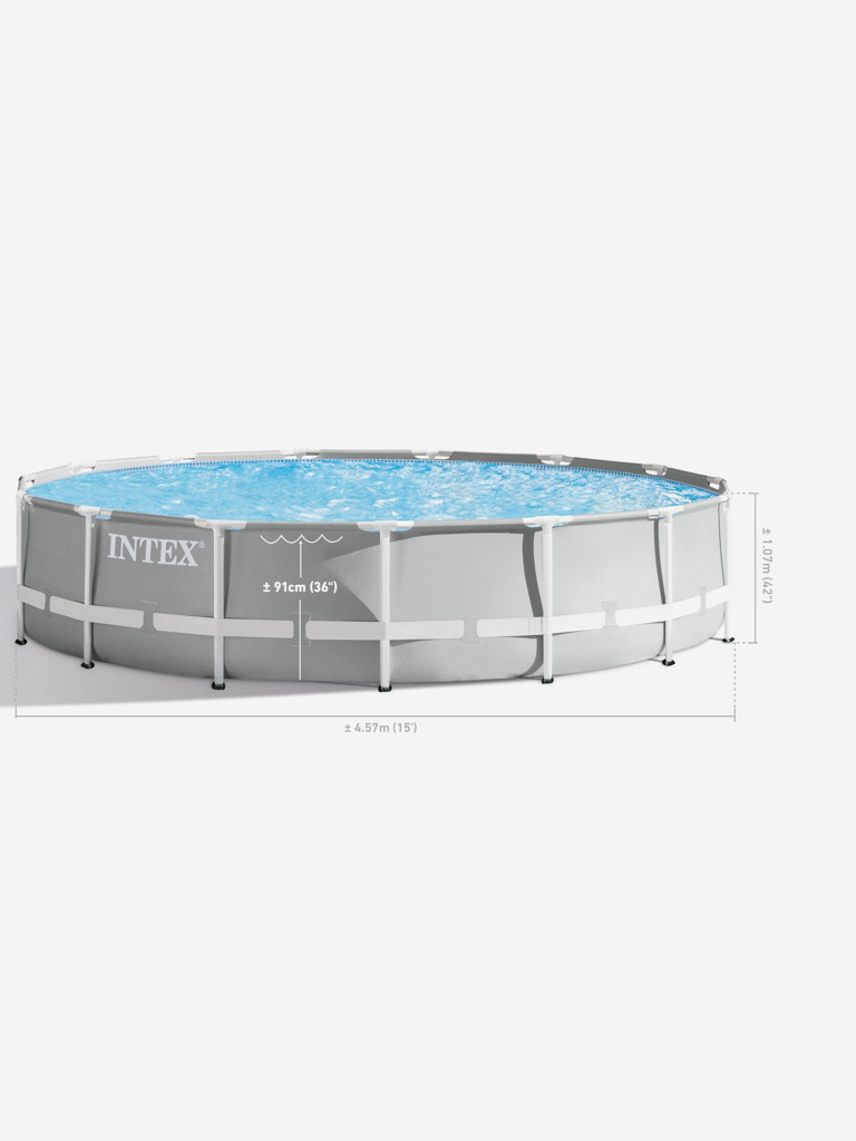 Бассейн каркасный Intex Prism Frame, 457х107 см, фильтр-насос 3785 л/ч, лестница, подстилка, тент