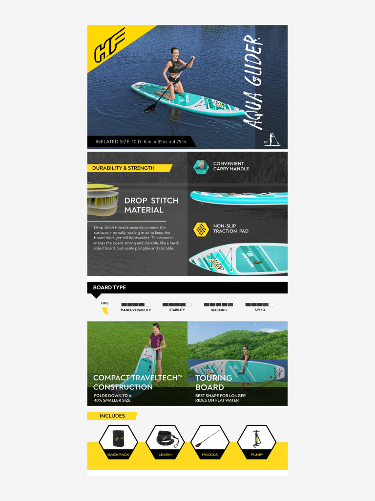 SUP надувной Bestway Hydro-Force Aqua Glide