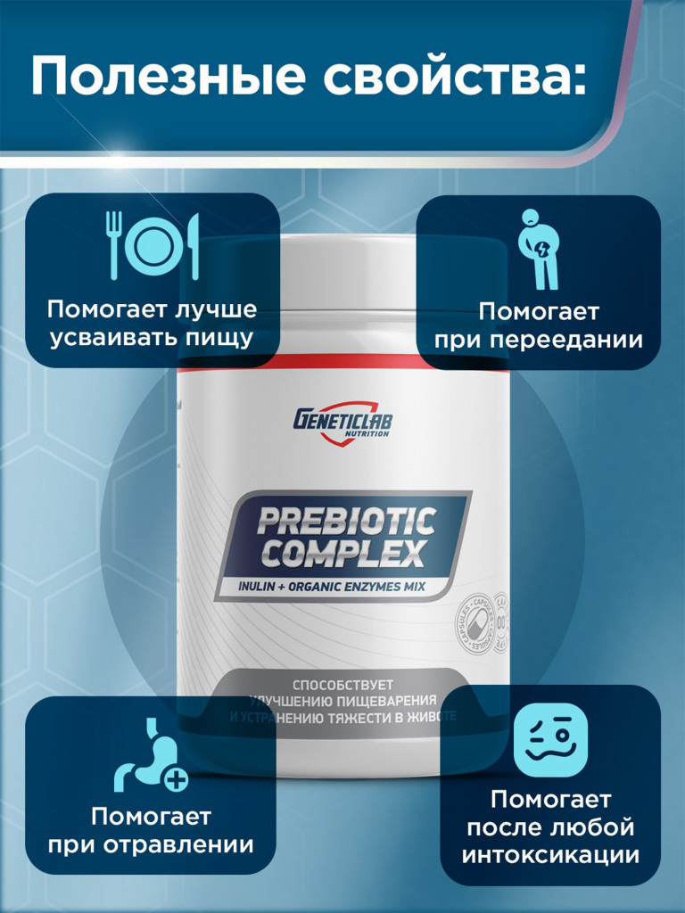 Капсулы PREBIOTIC COMPLEX 60 cap Пищеварительный комплекс Geneticlab Nutrition