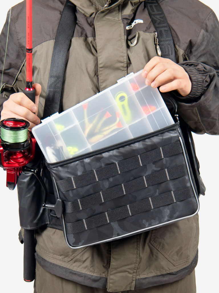 Сумка рыболовная поясная Yaman Fishing Belt Bag, 74х22х10 см, цвет серый камуфляж + 2 коробки LUNO.