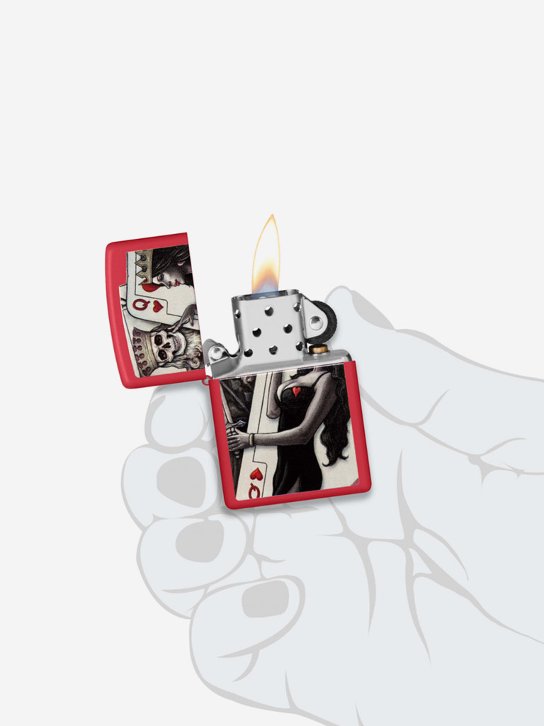 Зажигалка Zippo Skull King Queen Beauty Red Matte