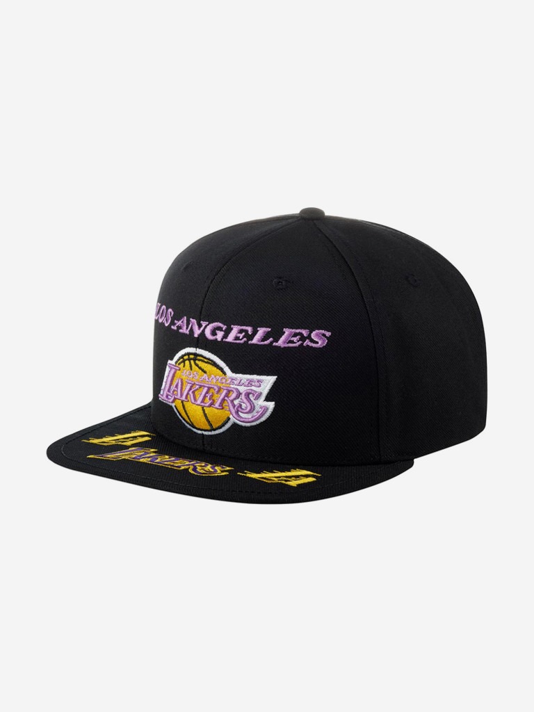 Бейсболка с прямым козырьком MITCHELL NESS HHSS2997-LALYYPPPBLCK Los Angeles Lakers NBA (черный)