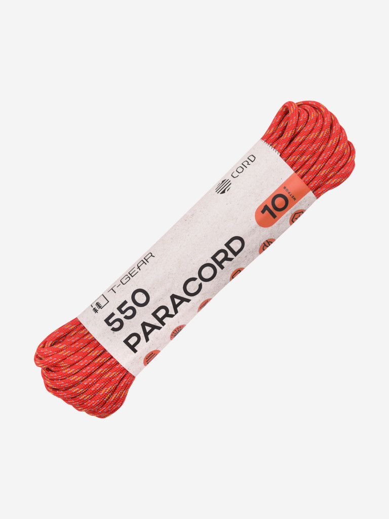 Паракорд 550 T-Gear x CORD nylon 10м световозвращающий (Red'n'Stripes)