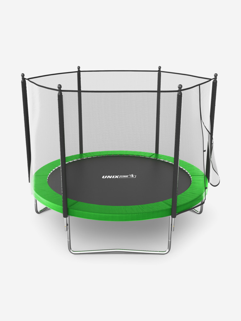 Батут каркасный UNIX Line Simple 10 ft Green с внешней защитной сеткой, общий диаметр 305 см, до 140 кг, большой, детский батут для улицы UNIXLINE