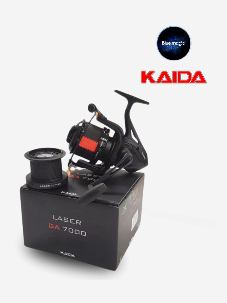 Катушка для спиннинга и удочки Kaida катушка для рыбалки карповая с передним фрикционом Kaida LASER GA7000 (7+1) подшипник, с запасной шпулей
