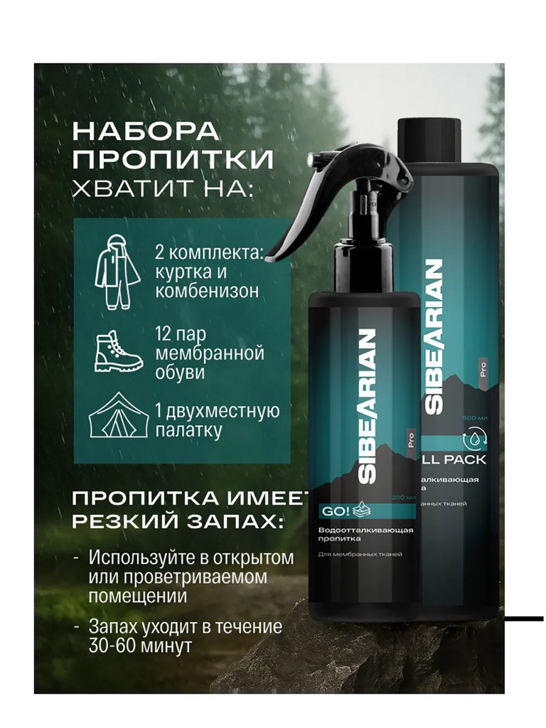 Набор водоотталкивающей пропитки SIBEARIAN PRO GO!