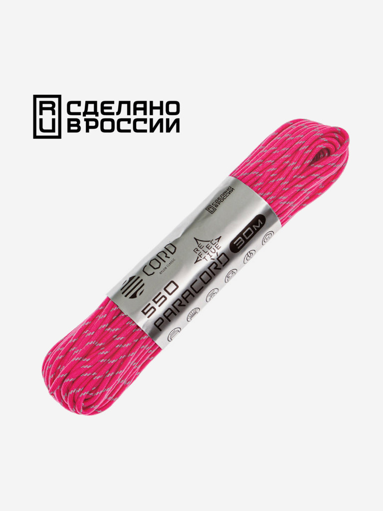 Паракорд 550 CORD nylon 30м RUS световозвращающий (neon pink)