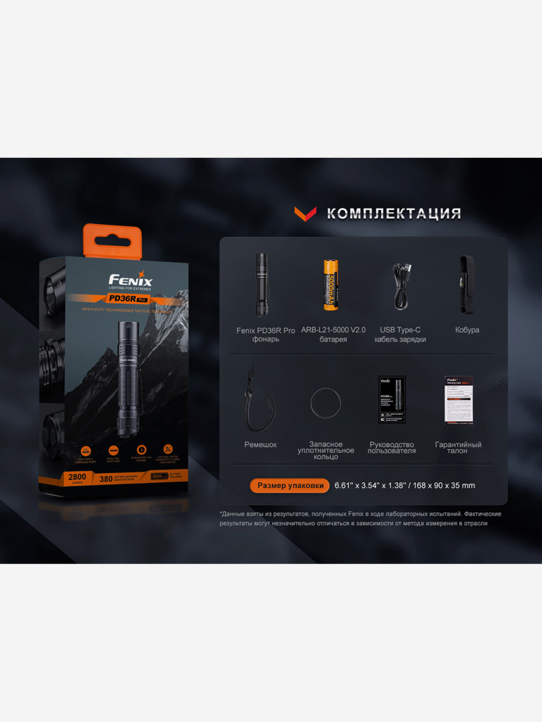 Фонарь тактический Fenix PD36R Pro, 2800 лм