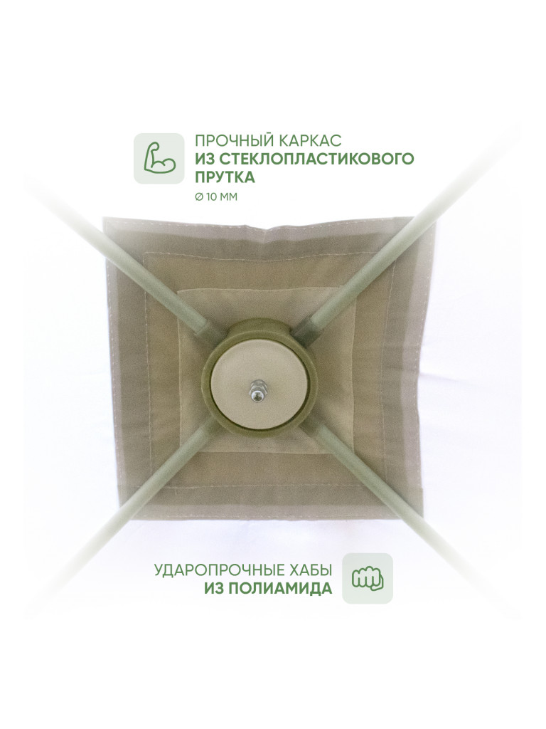 Палатка зимняя куб Следопыт 2,1 х2,1 м, Oxford 210D PU 1000, S по полу 4,4 кв.м, цвет оливковый, белый.
