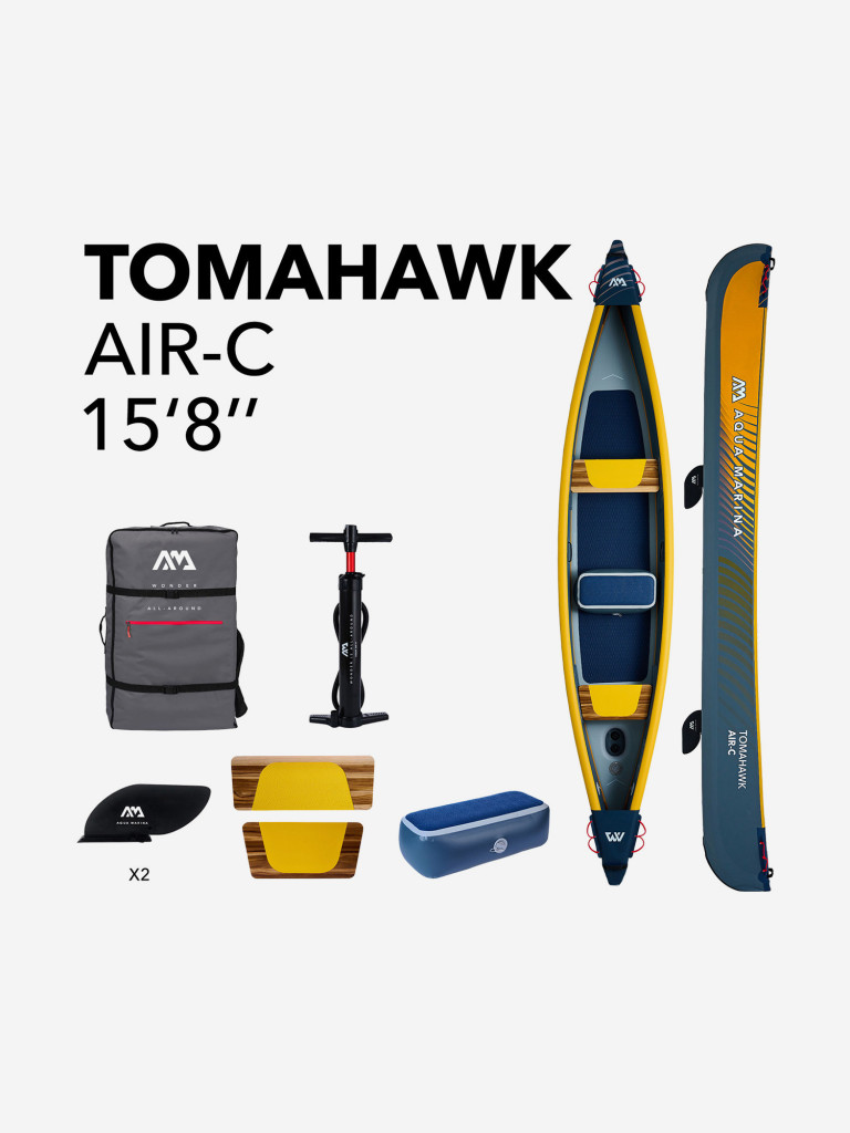 Надувной каяк Aqua Marina TOMAHAWK AIR-C, 478 см, Трехместный каяк