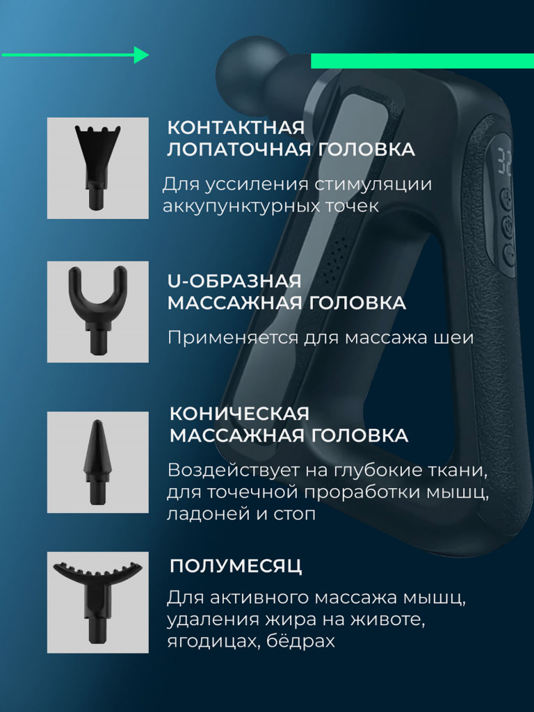 Перкуссионный спортивный массажер для тела Qualigo 32 скорости