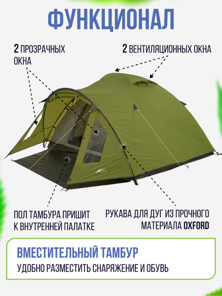 Двухместная двухслойная туристическая палатка Trek Planet Bergamo 2