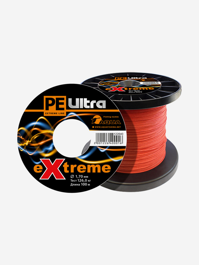 Плетеный шнур для рыбалки AQUA PE ULTRA EXTREME 1,70mm (цвет красный) 100m
