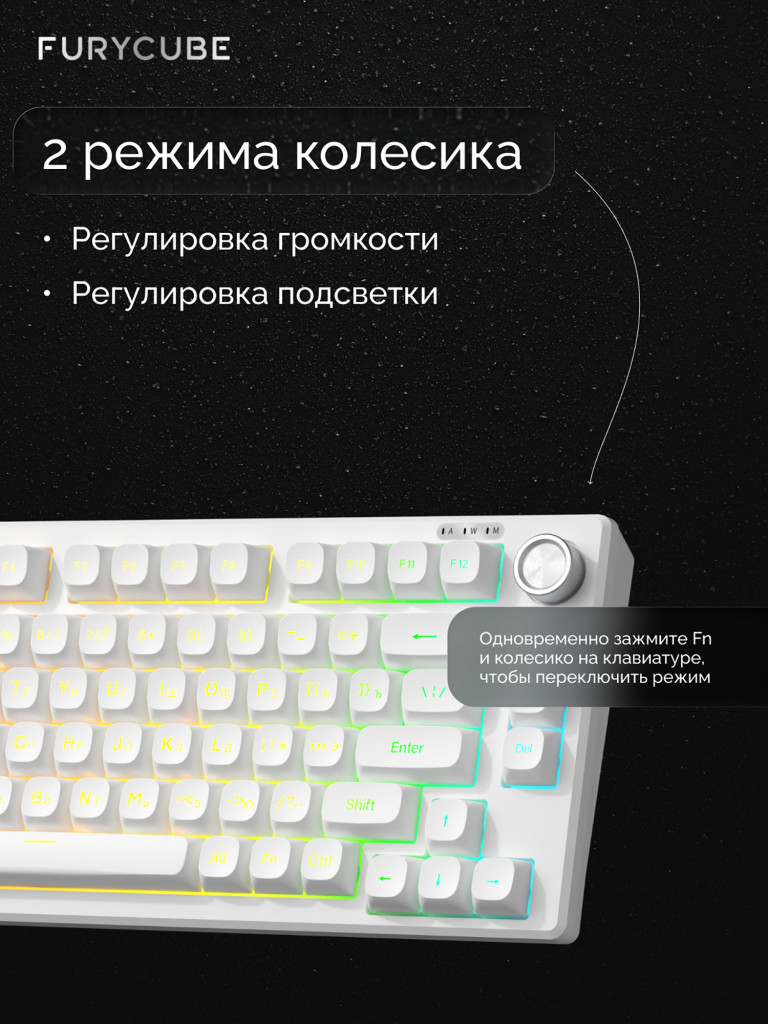 Игровая клавиатура Furycube IP75 (белый/зеркальный)