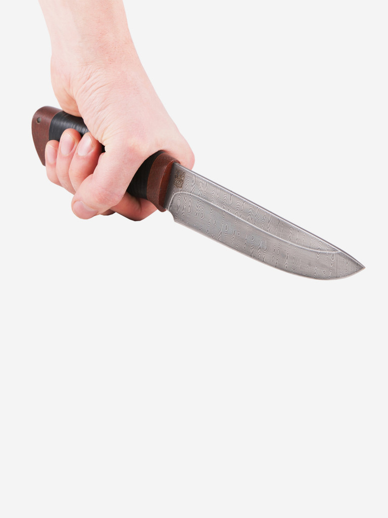 Нож Златоустовский оружейный завод Пума (нержавеющая дамасская сталь, кожа/текст.) нож для туризма