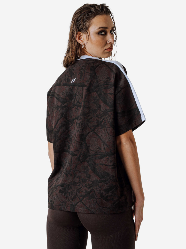 Футболка женская NEBBIA Relaxed Tee POWER 894 Dark brown camo