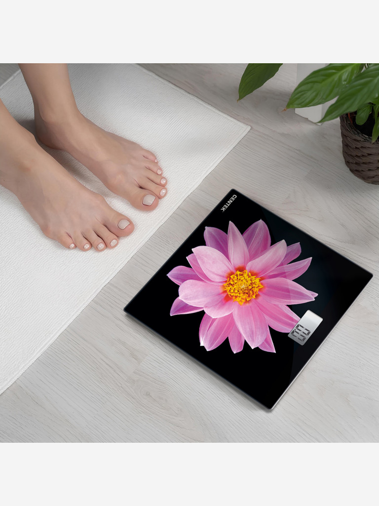 Весы напольные Centek CT-2416 (Pink Flower) электронные до 180кг, LCD