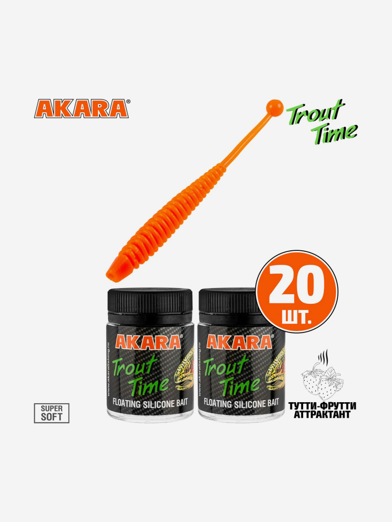 Силиконовая приманка Akara Trout Time KNOUT 2,5 100, Tu-Frutti (20 шт.)