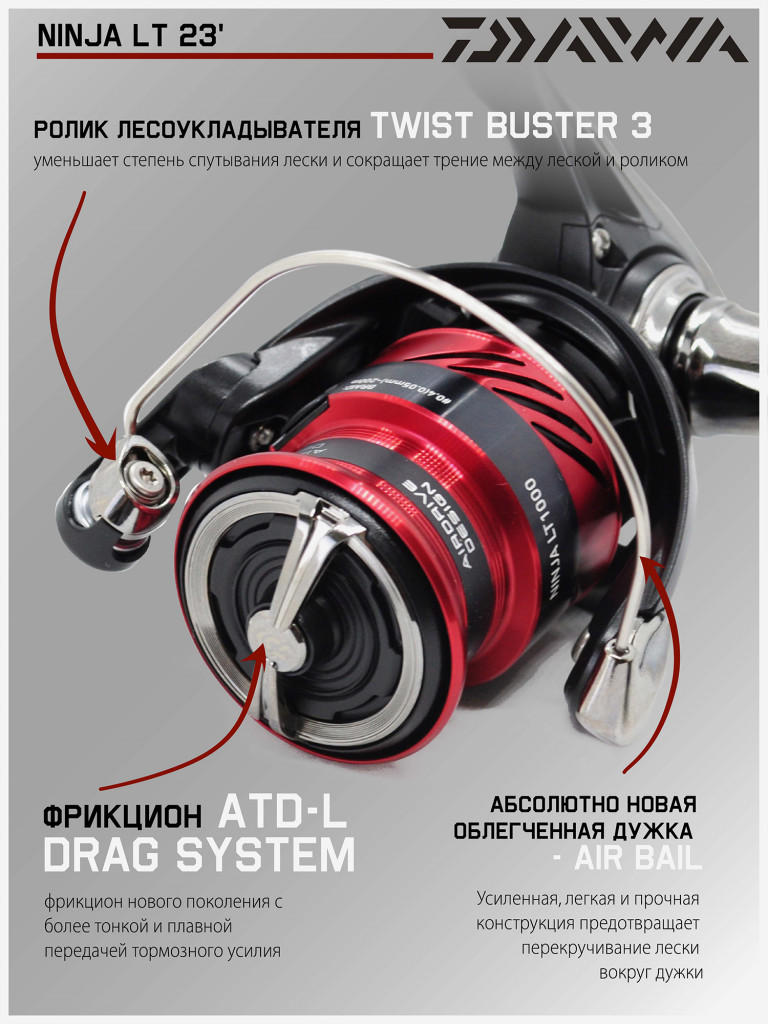 Катушка для спиннинга безынерционная Daiwa 23 Ninja LT 1000