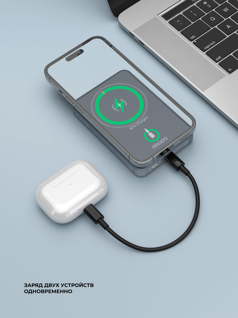 Внешний аккумулятор NRG MageSafe Alum 10000 мА-ч (37Вт-ч) , Qi