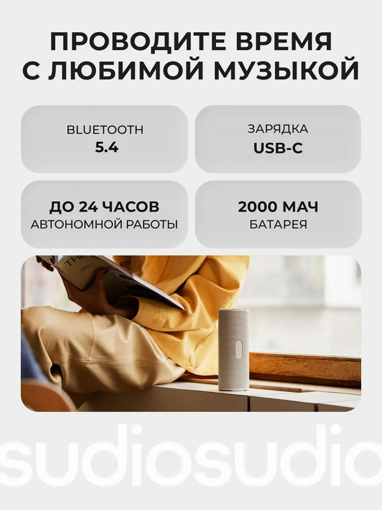 Беспроводная портативная колонка Sudio F4 Portable Bluetooth Speaker 20W, цвет: черный