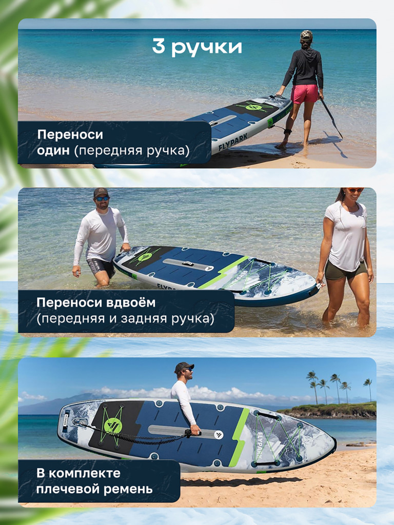 Сапборд надувной FLYPARK ICE FOG 325x89x15 см темно-синий