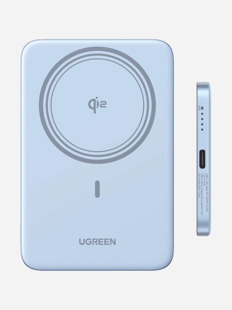 Внешний аккумулятор UGREEN PB580 (65840B) MagFlow Air Ultra-Slim 20W Magnetic 5000mAh Wireless Power Bank
