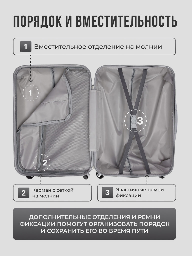 Чемодан Tevin XS ручная кладь пластиковый неубиваемый
