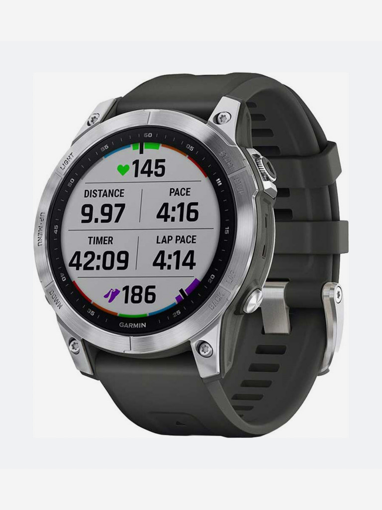 Спортивные часы Garmin Fenix 7 Silver с силиконовым ремешком