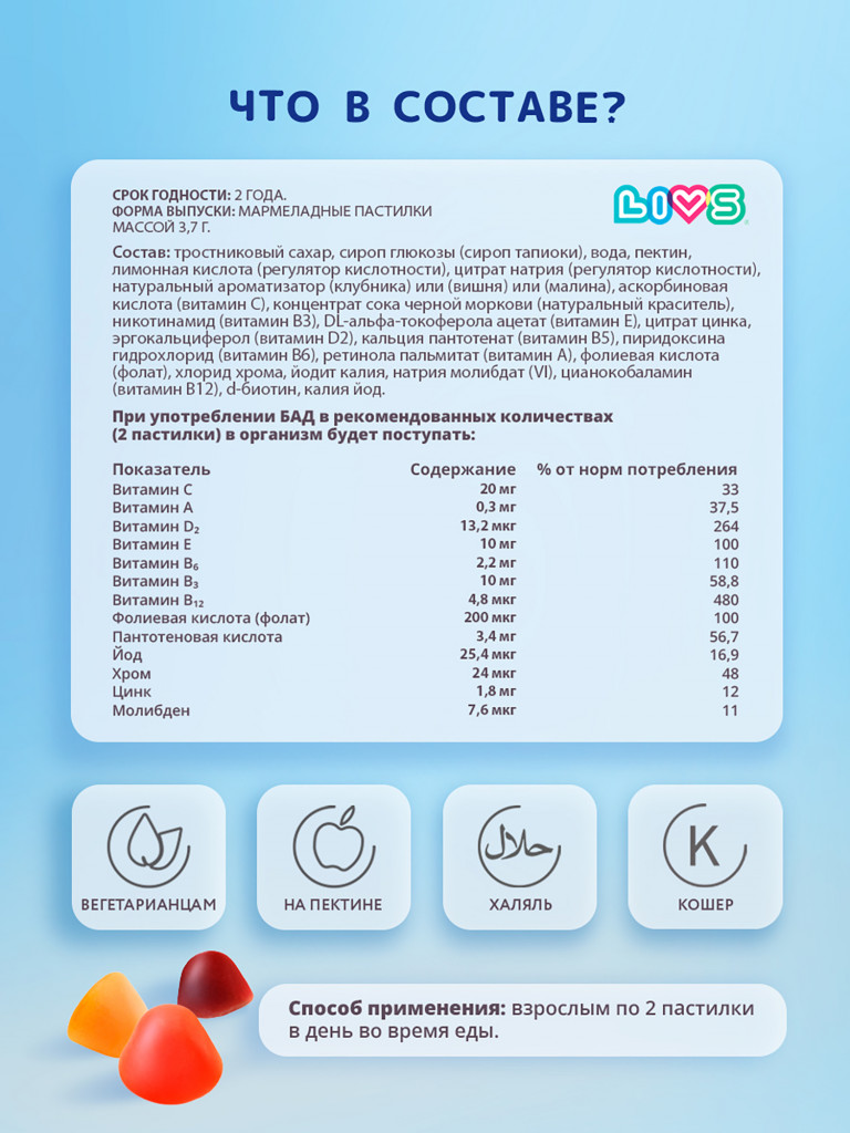 Комплекс мультивитаминов для мужчин LIVS, 50 шт.